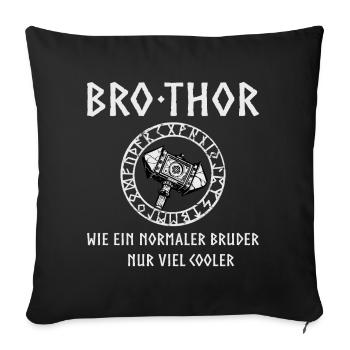 Brothor Bruder Thor Viking Hammer - Sofakissenbezug 45 x 45 cm - Schwarz - Vorne