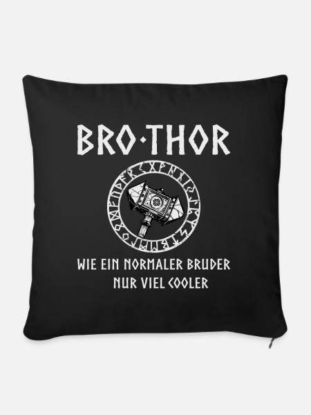 Brothor Bruder Thor Viking Hammer - Sofakissenbezug 45 x 45 cm - Schwarz