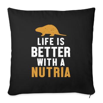 La Vie Est Meilleure Avec Un Rat Castor Des - Housse de coussin décorative 45 x 45 cm - noir - Devant