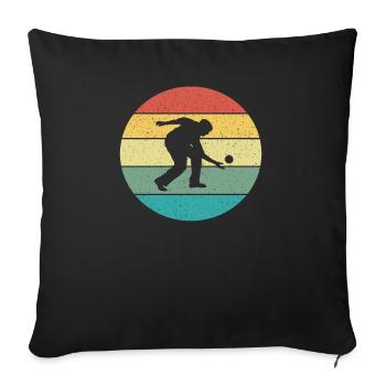Retro Vintage Boccia Boule Petanque-Spieler - Sofakissenbezug 45 x 45 cm - Schwarz - Vorne