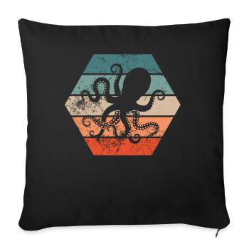 Pieuvres de calmar rétro cadeau - Housse de coussin décorative 45 x 45 cm - noir - Devant
