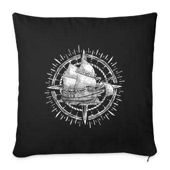 Voile Tshirt Sailing catamaran bateau pour la régate - Housse de coussin décorative 45 x 45 cm - noir - Devant