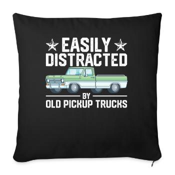 Easily distractable by old pickup trucks vintage cars - Sofa pillowcase 17,3'' x 17,3'' (45 x 45 cm) - black - Front