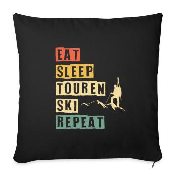 Eat Sleep Tours Ski Repeat Ski Tour Skis Retro - Sofa pillowcase 17,3'' x 17,3'' (45 x 45 cm) - black - Front