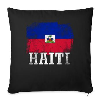 Vacances Vacances Haïti drapeau - Housse de coussin décorative 45 x 45 cm - noir - Devant