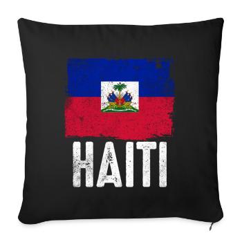 Haïti vacances drapeau Haïti - Housse de coussin décorative 45 x 45 cm - noir - Devant
