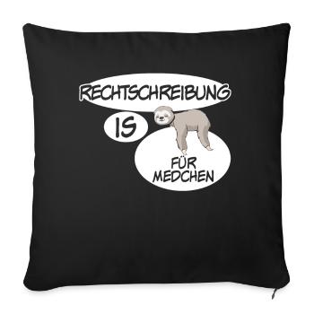 Rechtschreibung Spruch Witz - Sofakissenbezug 45 x 45 cm - Schwarz - Vorne