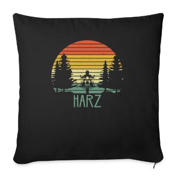 Harz Motorrad Biker Harzer Brocken Geschenkidee - Sofakissenbezug 45 x 45 cm - Schwarz - Vorne