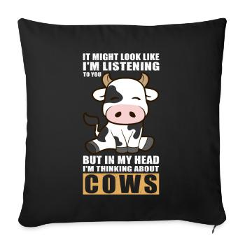 Cows cow cow pattern cattle cow lover gift - Sofa pillowcase 17,3'' x 17,3'' (45 x 45 cm) - black - Front
