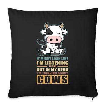 Cows cow | Cow pattern cattle cow lover gift - Sofa pillowcase 17,3'' x 17,3'' (45 x 45 cm) - black - Front