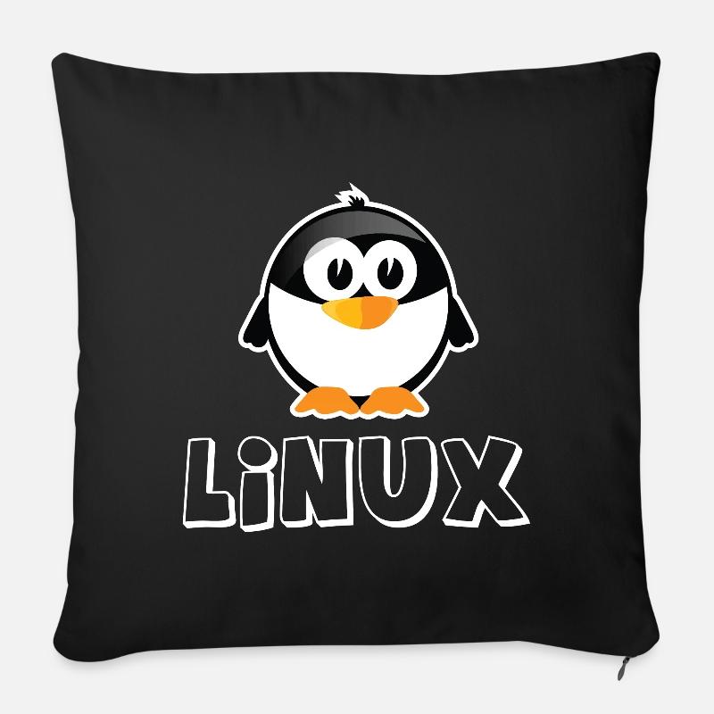 Linux Geek Pingouin Lifestyle IT Geek - Housse de coussin décorative 45 x 45 cm - noir