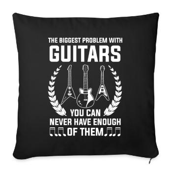 Guitare acoustique Guitare basse guitare électrique - Housse de coussin décorative 45 x 45 cm - noir - Devant