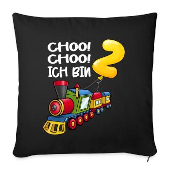 Choo Choo Je suis 2 ans train jeune anniversaire - Housse de coussin décorative 45 x 45 cm - noir - Devant