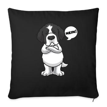 Sturer Schwarz Weißer Neufundländer - Sofakissenbezug 45 x 45 cm - Schwarz - Vorne