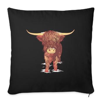 Scottish Highland Cattle Cow Cows Muh Calf - Sofa pillowcase 17,3'' x 17,3'' (45 x 45 cm) - black - Front
