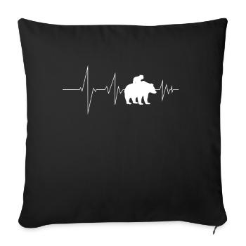 papa fils ours battement de cœur cadeau de fête des pères - Housse de coussin décorative 45 x 45 cm - noir - Devant