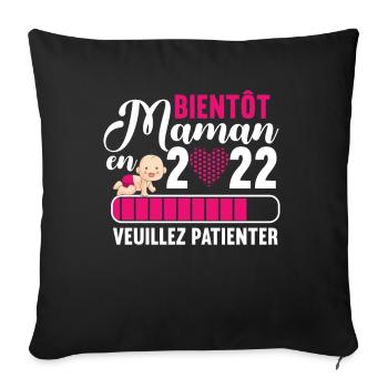 Bientôt Maman 2022 Future Mère Annonce Grossesse - Housse de coussin décorative 45 x 45 cm - noir - Devant
