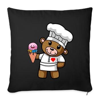 Teddy Glace Pâtisserie Chef Candy Glacier Shop Kid - Housse de coussin décorative 45 x 45 cm - noir - Devant