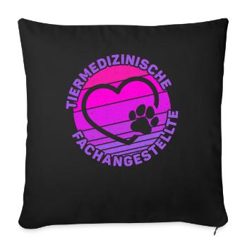 Tierarzthelferin Tiermedizinische Fachangestellte - Sofakissenbezug 45 x 45 cm - Schwarz - Vorne