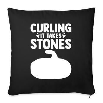 Curling it Takes Stones Curler Curling Stone - Sofa pillowcase 17,3'' x 17,3'' (45 x 45 cm) - black - Front