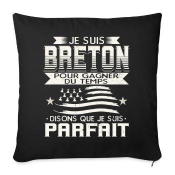 Je Suis Breton Humour - Housse de coussin décorative 45 x 45 cm - noir - Devant
