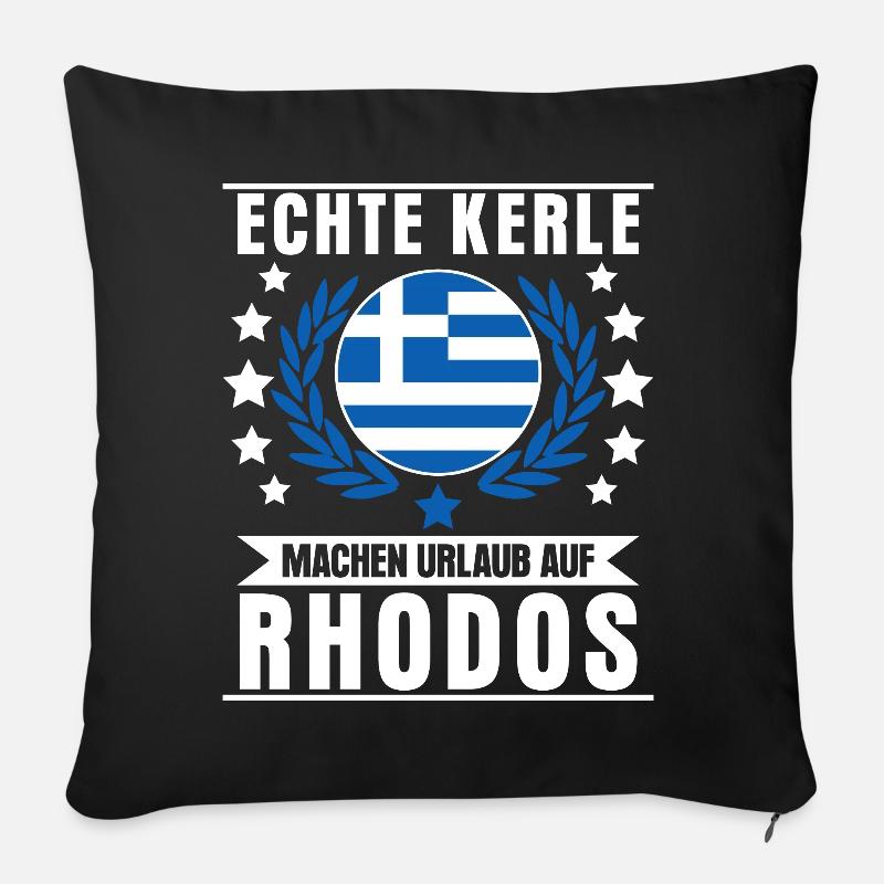 Rhodos Urlaub Spruch - Sofakissenbezug 45 x 45 cm - Schwarz