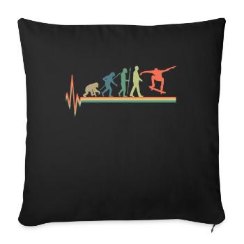Vintage Herzschlag Skater Skateboarder Evolution - Sofakissenbezug 45 x 45 cm - Schwarz - Vorne