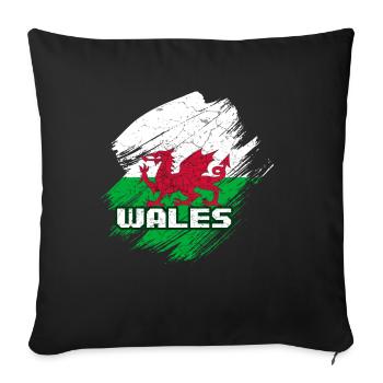 Wales flag - Sofa pillowcase 17,3'' x 17,3'' (45 x 45 cm) - black - Front