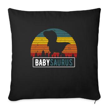 BébéSaurus enfant T-Rex dinosaure Retro Bébé - Housse de coussin décorative 45 x 45 cm - noir - Devant