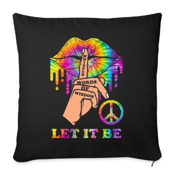 Hippie 70s Peace - Sofa pillowcase 17,3'' x 17,3'' (45 x 45 cm) - black - Front