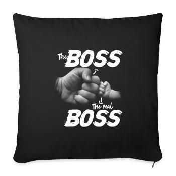 The Boss The Real Boss Dad's Son Father's Day - Sofa pillowcase 17,3'' x 17,3'' (45 x 45 cm) - black - Front