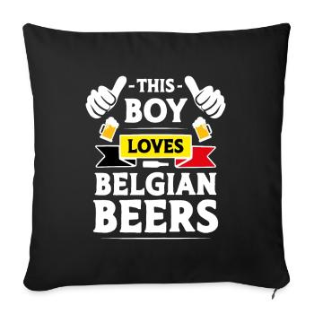 This boy loves Belgian beers - Housse de coussin décorative 45 x 45 cm - noir - Devant