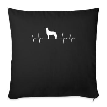 Courts-cheveux col de coeur battement collie propriétaire cadeau - Housse de coussin décorative 45 x 45 cm - noir - Devant