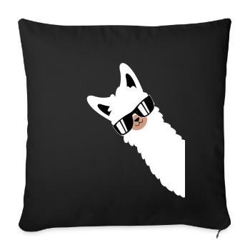 Lama Llama Alpaca with Sunglasses - Sofa pillowcase 17,3'' x 17,3'' (45 x 45 cm) - black - Front