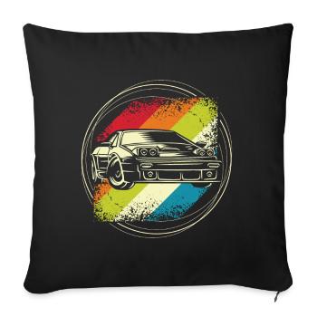 Rally car retro - Sofa pillowcase 17,3'' x 17,3'' (45 x 45 cm) - black - Front