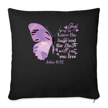 Christlicher Bibelvers Religion Schmetterling - Sofakissenbezug 45 x 45 cm - Schwarz - Vorne
