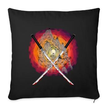 Sun Japan Mountains Swords Katana Sword Fight - Sofa pillowcase 17,3'' x 17,3'' (45 x 45 cm) - black - Front