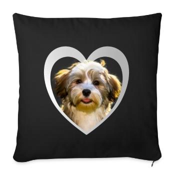 Havanese - Havanese Dog - Sofa pillowcase 17,3'' x 17,3'' (45 x 45 cm) - black - Front
