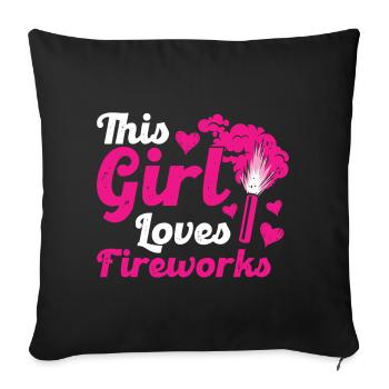 This Girl Loves Fireworks New Year - Sofakissenbezug 45 x 45 cm - Schwarz - Vorne