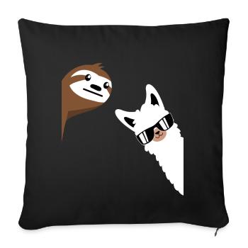 Alpagas lama paresseux ferme animaux bureau travail amusant - Housse de coussin décorative 45 x 45 cm - noir - Devant