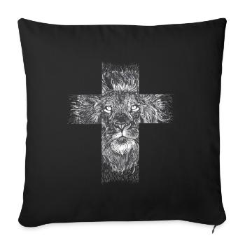 Lion Croix Savane désert Roi Lion - Housse de coussin décorative 45 x 45 cm - noir - Devant