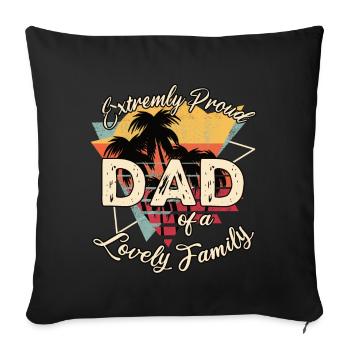 Fête des pères Père Père fier de sa famille - Housse de coussin décorative 45 x 45 cm - noir - Devant