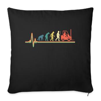 Evolution Forklift Vintage Retro Heartbeat Stacker - Sofakissenbezug 45 x 45 cm - Schwarz - Vorne
