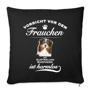Aussie - Aussie Hund - Australian Shepherd - Sofakissenbezug 45 x 45 cm - Schwarz - Vorne