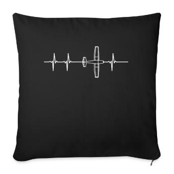 Airplane Heartbeat Co-pilot Aircraft Pilot Aviator - Housse de coussin décorative 45 x 45 cm - noir - Devant