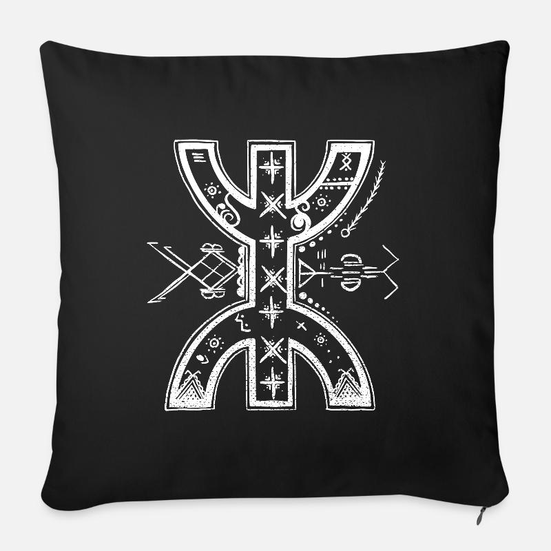 Amazigh Berber Symbol - Housse de coussin décorative 45 x 45 cm - noir
