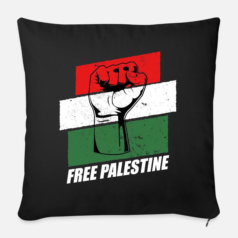 Free Palestine - Housse de coussin décorative 45 x 45 cm - noir