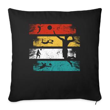Volleyball rétro Beach Volleyball Rétro - Housse de coussin décorative 45 x 45 cm - noir - Devant