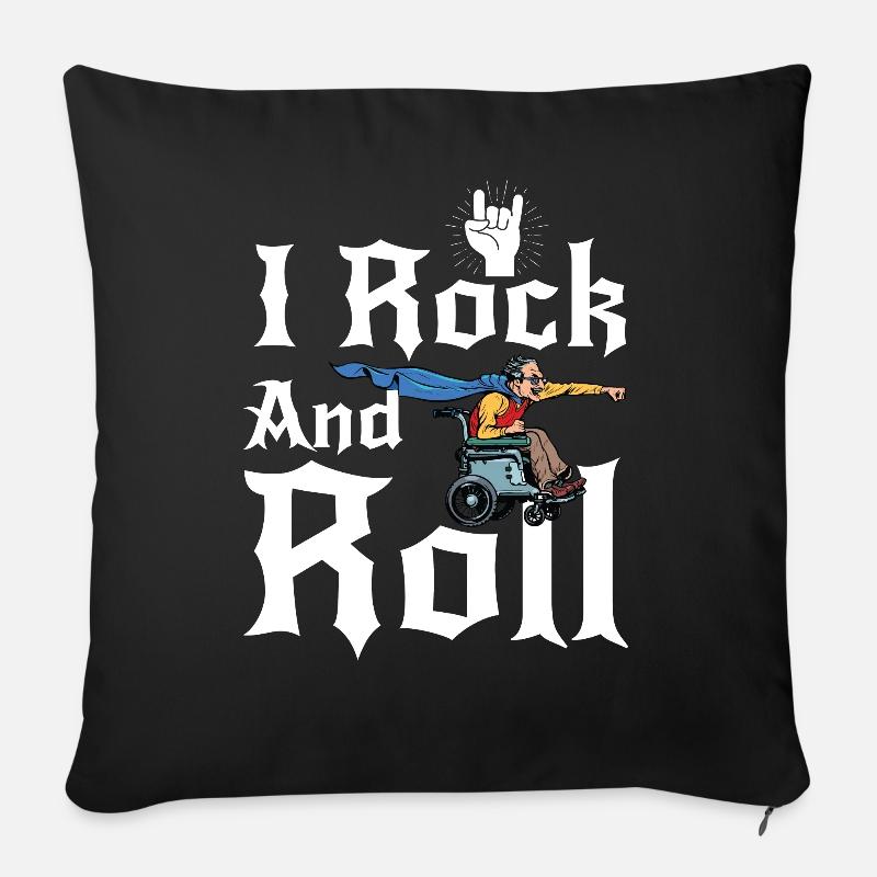 Fauteuil roulant Rock and Roll - Housse de coussin décorative 45 x 45 cm - noir