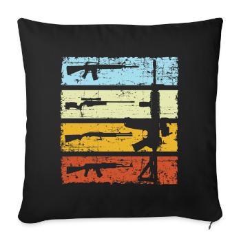 Pistolet de mitrailleuse rétro canon sportif - Housse de coussin décorative 45 x 45 cm - noir - Devant